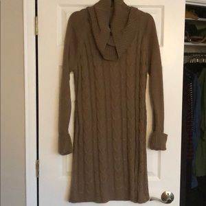 Tan cable sweater dress